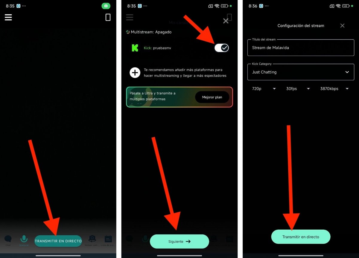 Iniciando la retransmisión en directo desde StreamLabs en Kick