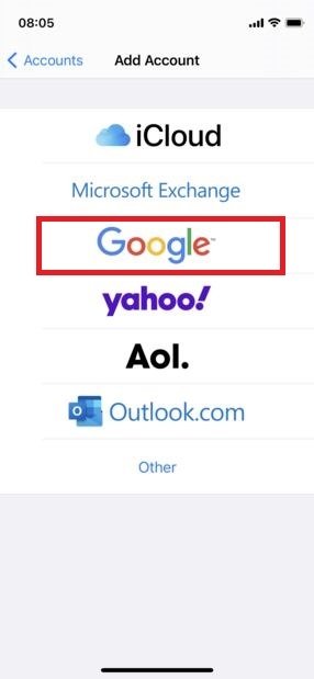 Iniciar sesión en Google en el iPhone