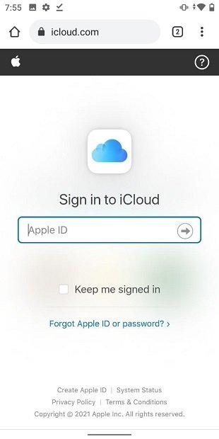 Iniciar sesión en iCloud