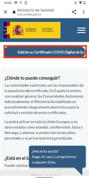 Iniciar solicitud del pasaporte COVID