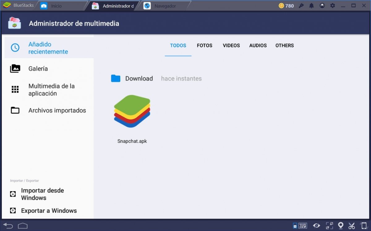Instalación de un APK bajado con BlueStacks desde Internet