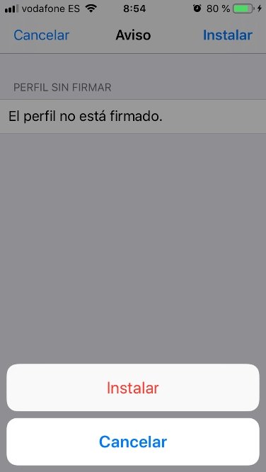 Instalación de un perfil de desarrollador en iPhone