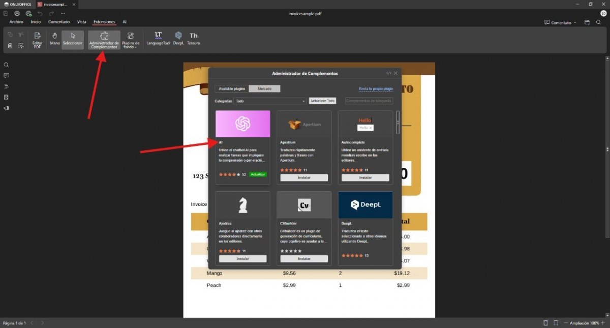 Instalar o actualizar el plug-in de IA en OnlyOffice