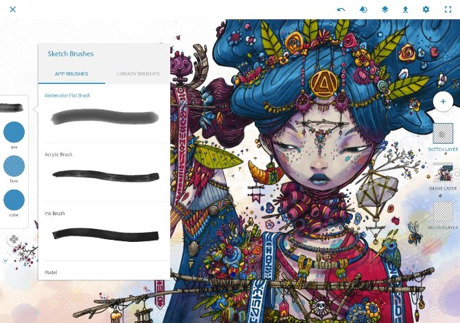Interfaz de Adobe Photoshop Sketch