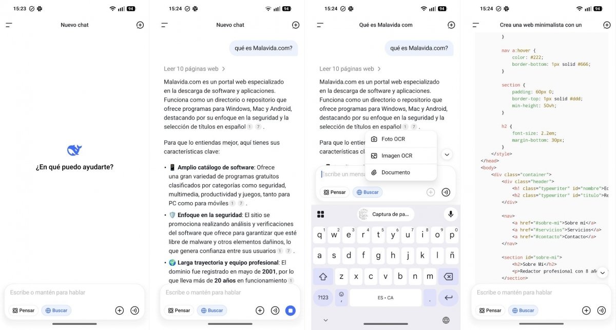 Interfaz de chat con inteligencia artificial en DeepSeek