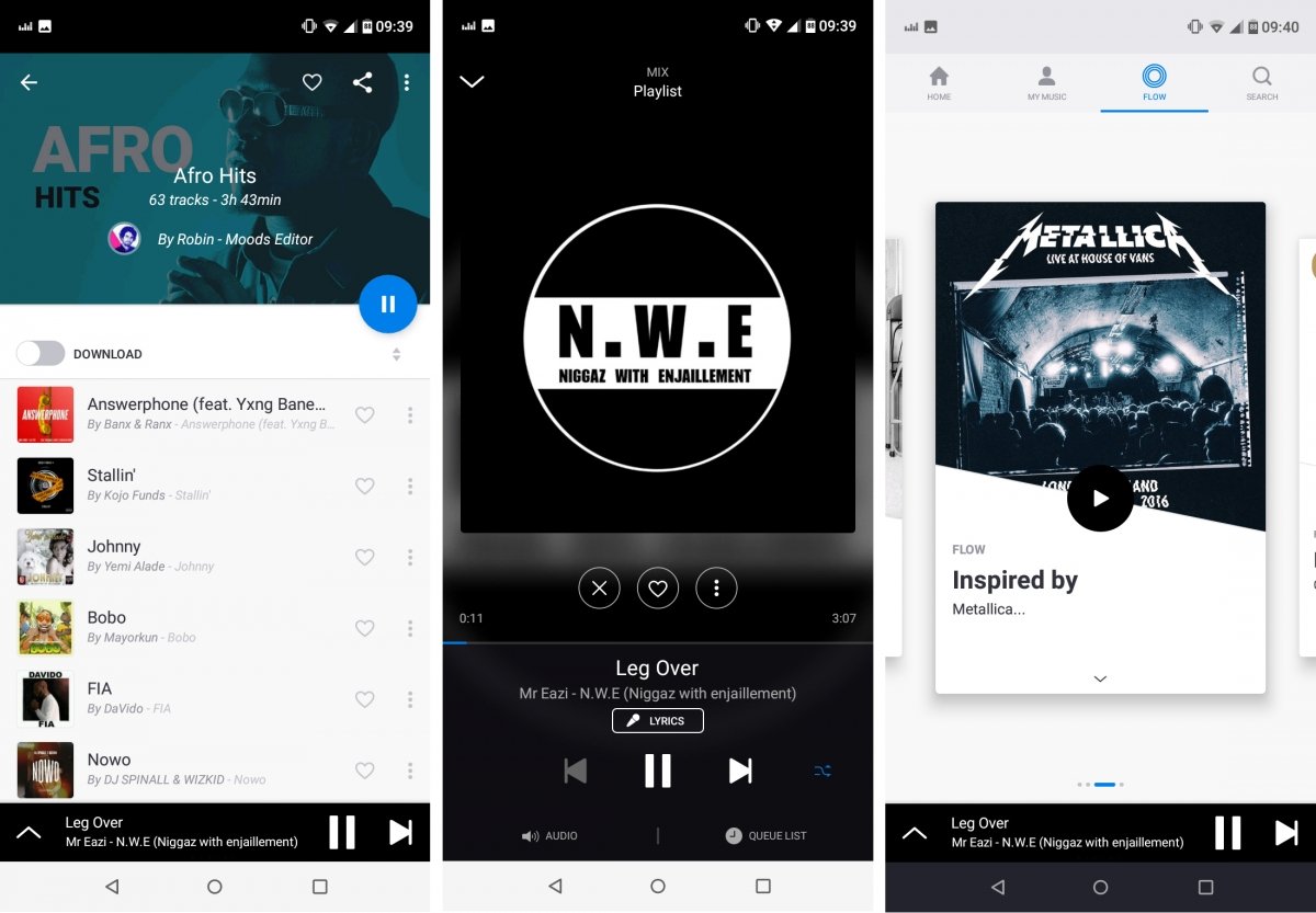 Interfaz de Deezer para Android