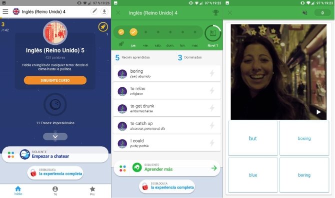 Interfaz de Memrise en Android