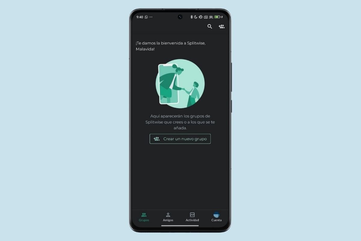 Interfaz de Splitwise