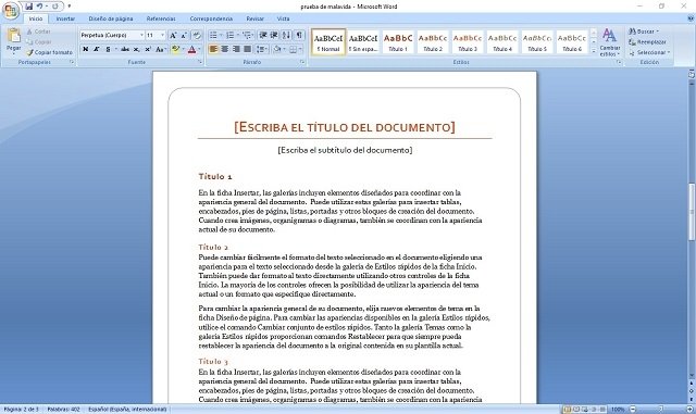 Interfaz de Word 2007