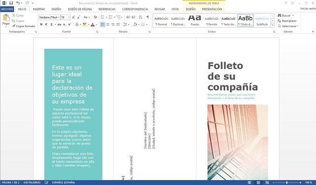 Interfaz de Word 2013