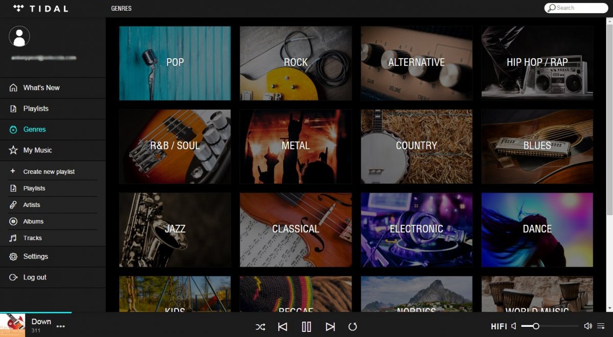 Interfaz poco flexible de TIDAL
