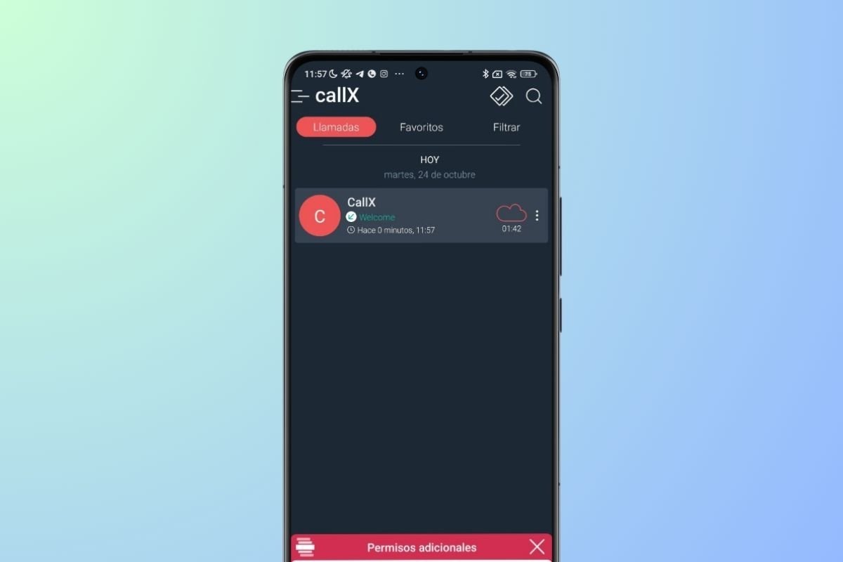 Interfaz principal de callX en Android