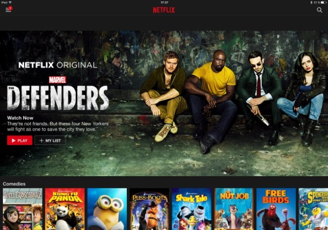 Interfaz principal de Netflix en un iPad