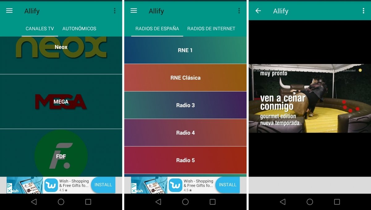 Interfaz y streaming de Allify