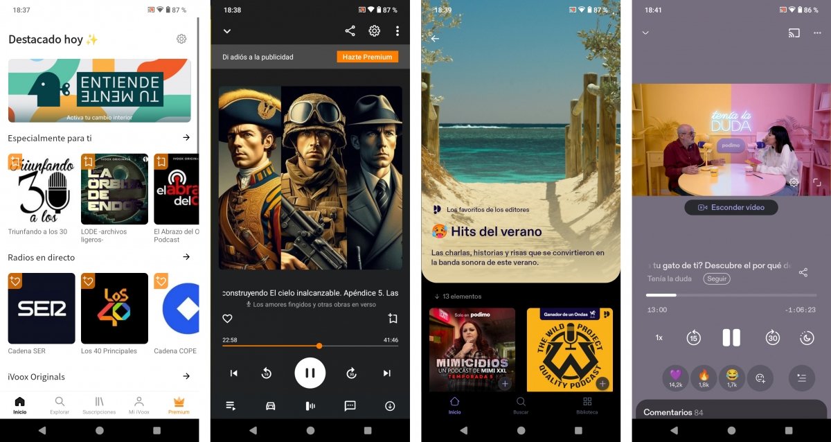 iVoox y Podimo son dos plataformas para escuchar pódcast gratis
