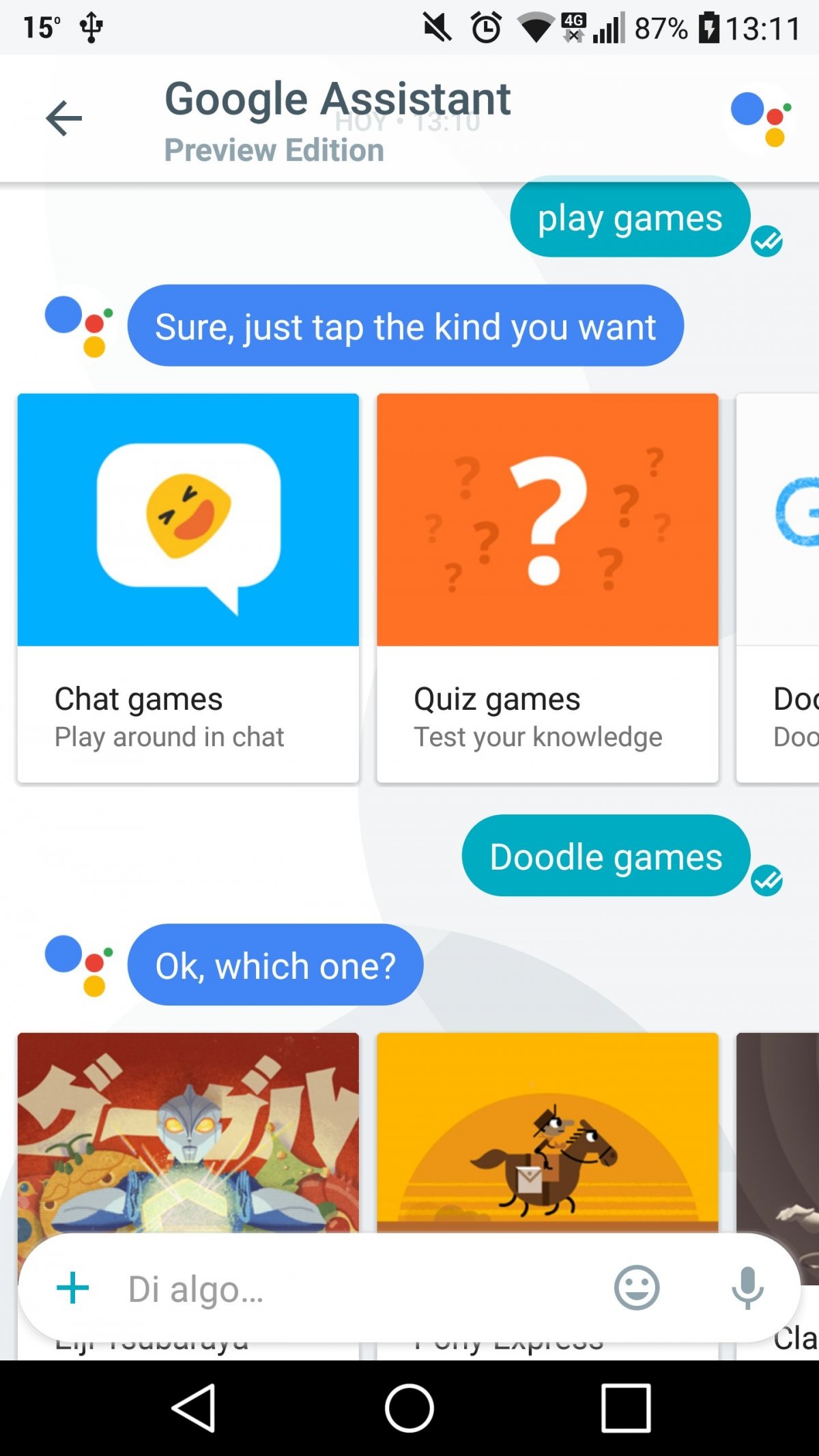 Juegos dentro de Google Allo