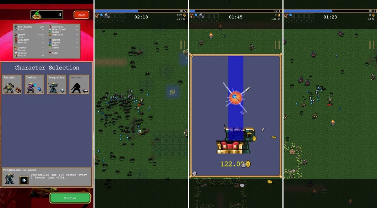 Jugamos una partida de Vampire Survivors
