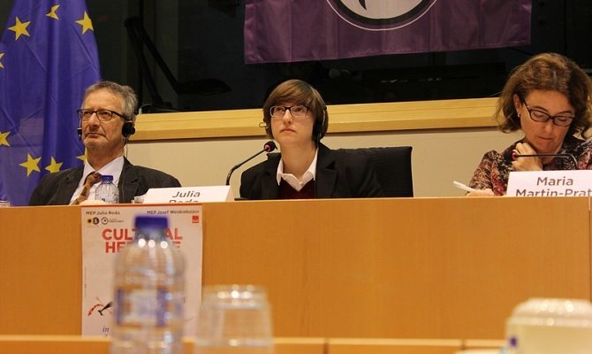 Julia Reda en una ponencia sobre Patrimonio Cultural