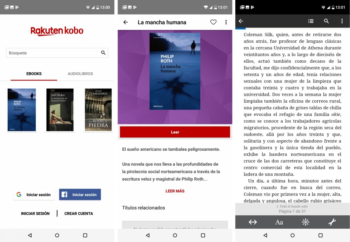 Kobo Books permite leer obras como esta de Philip Roth