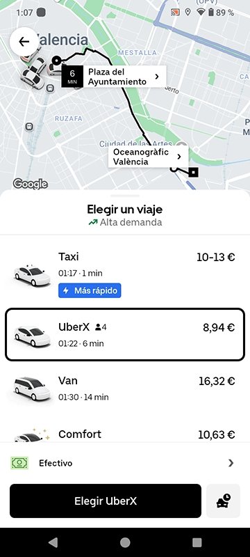 La función UberX es una de las más económicas para viajes de Uber