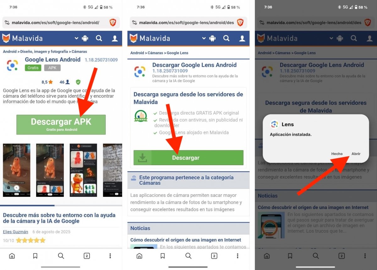 La instalación de Lens se efectúa como la de cualquier otra app