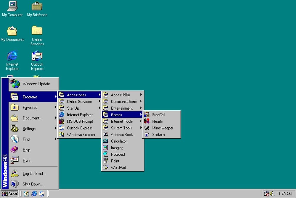 La interfaz de Windows 98