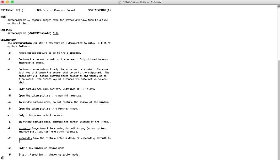 La línea de comandos o Terminal también permite la captura de imágenes en pantalla pero con mayor fl