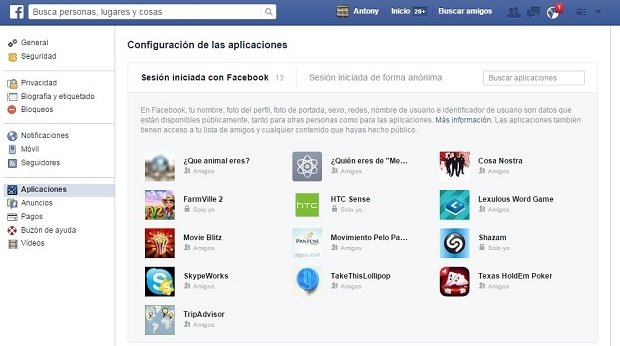 La lista de aplicaciones que están accediendo a mis datos personales
