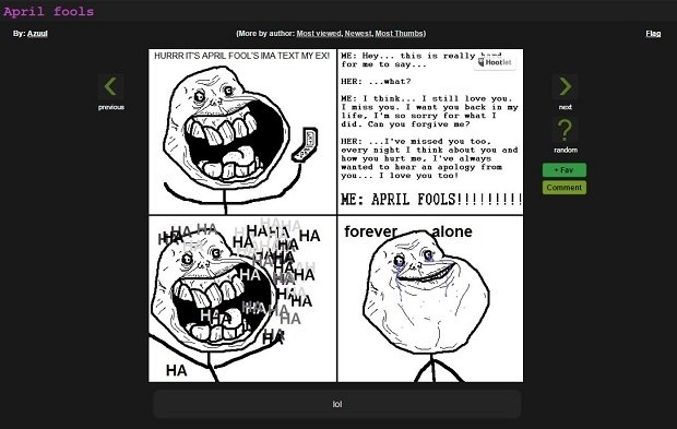 La primera imagen del Forever Alone, subida el 28 de mayo de 2010