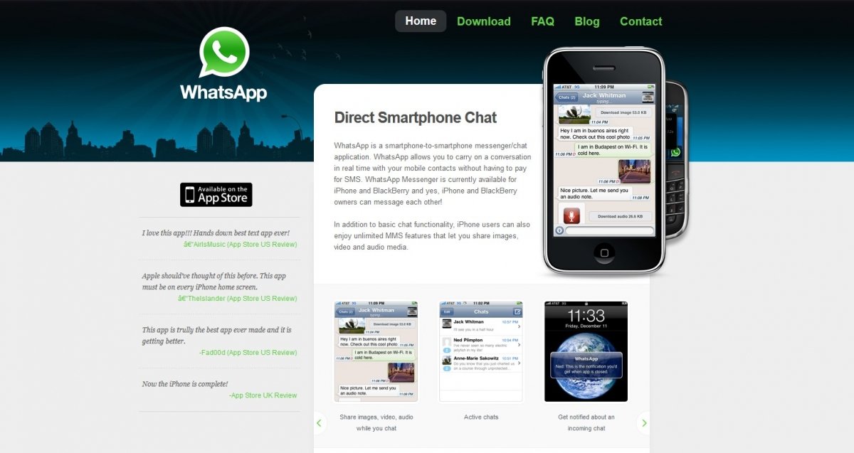 La primera página web de WhatsApp