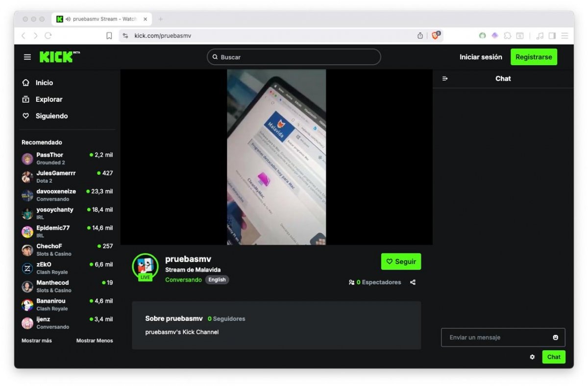 La retransmisión se ve perfecta en otros dispositivos y equipos