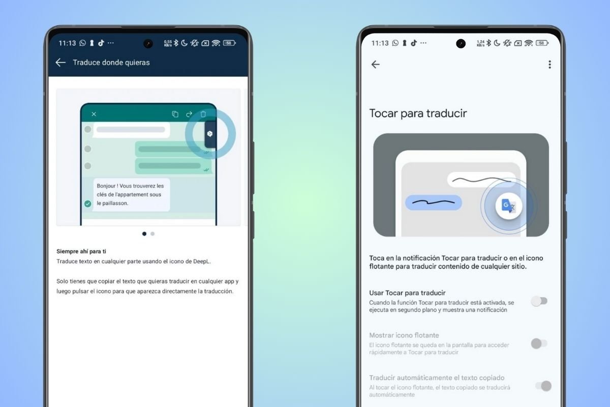 La traducción universal en Android es una de las funciones que comparten ambas apps