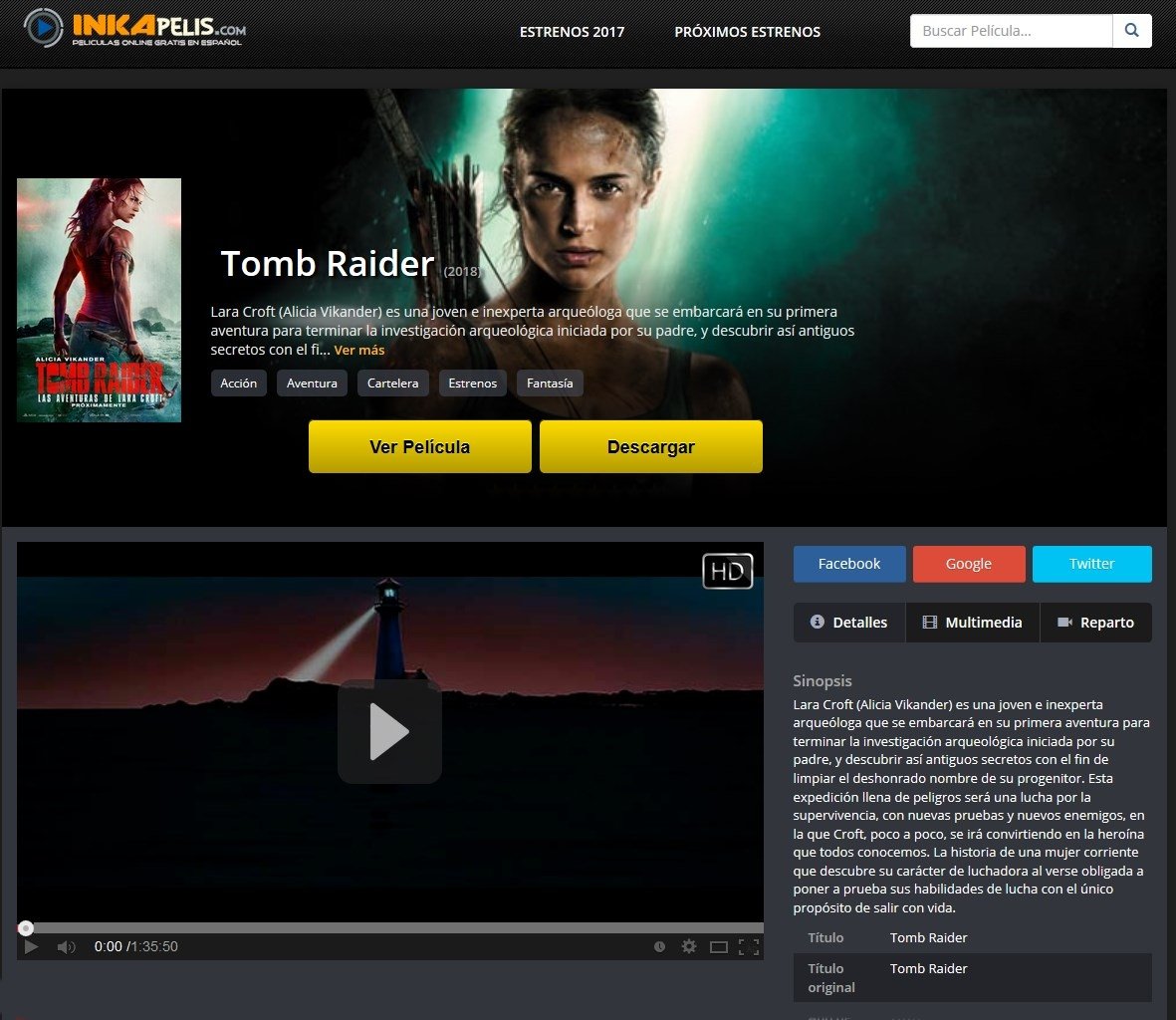 La última de Tomb Raider en Inkapelis