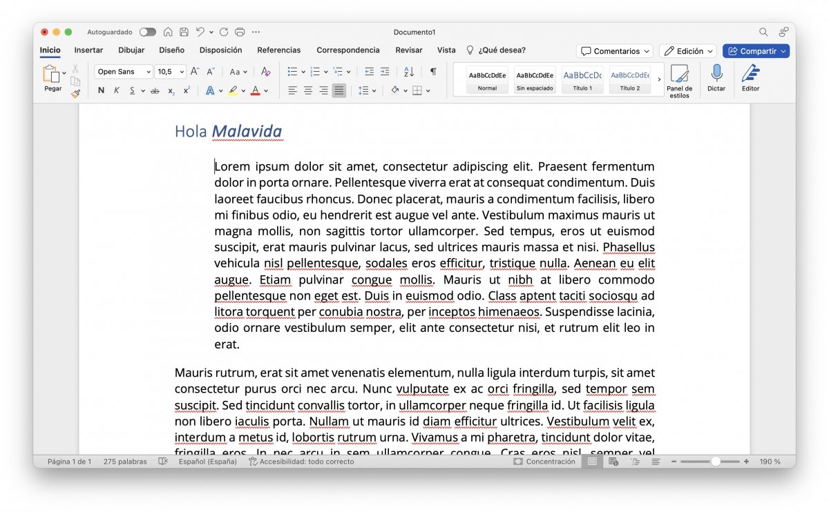 Las combinaciones de teclas de Word para macOS también permiten alinear textos y aplicar sangrías