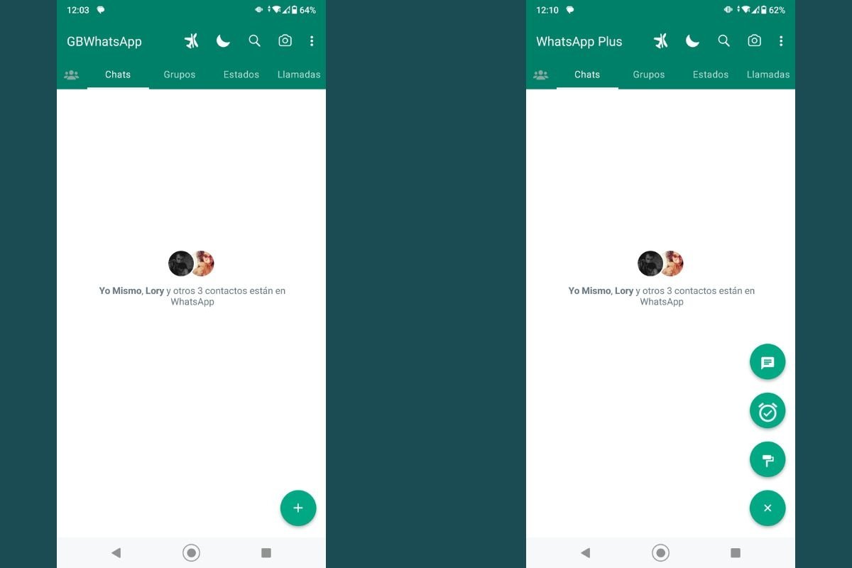 Las diferencias entre WhatsApp Plus y GBWhatsApp Plus son mínimas