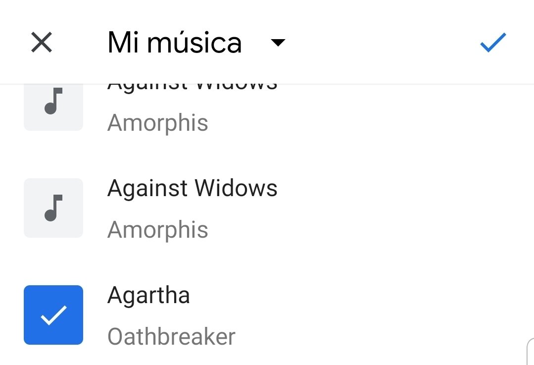 Lista de canciones en Google Fotos