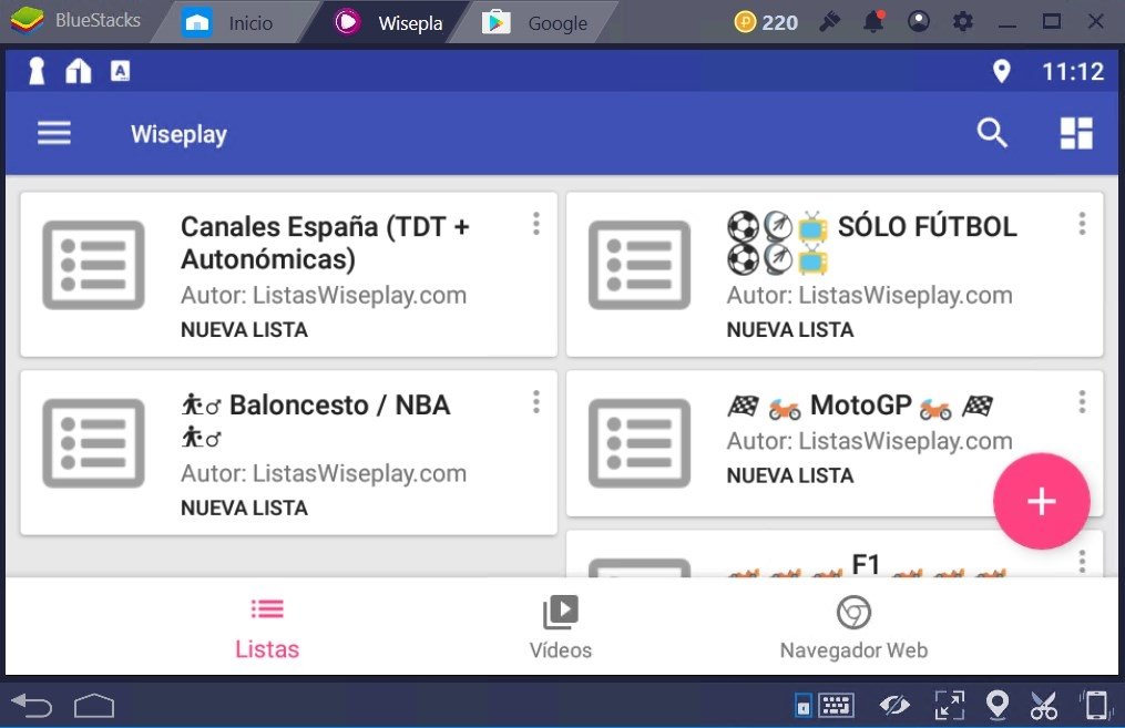 Listas m3u añadidas a Wiseplay para PC