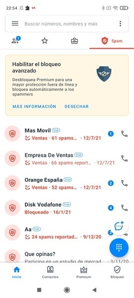Llamadas bloqueadas en TrueCaller