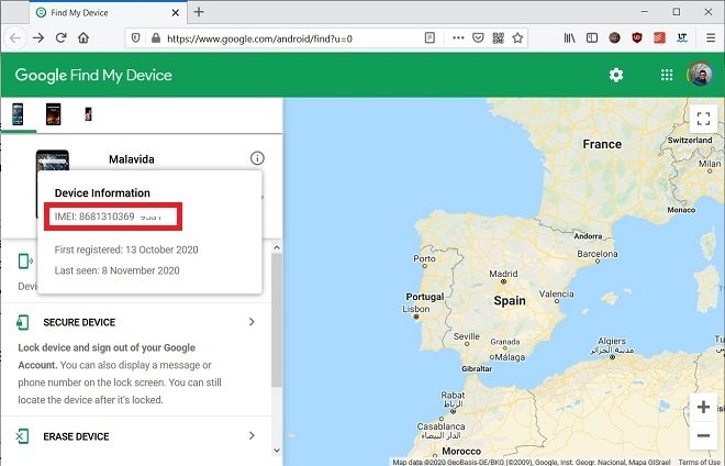 Localizar IMEI vía Web