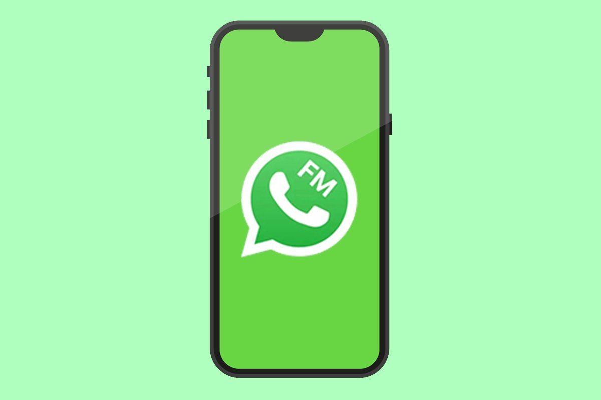 Logo de FMWhatsApp sobre un móvil Android