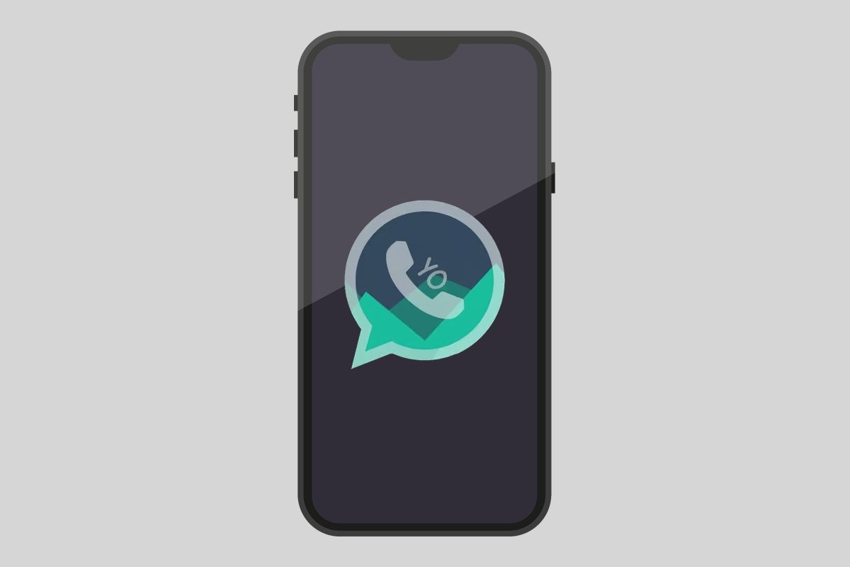 Logo de YOWhatsApp sobre un móvil Android