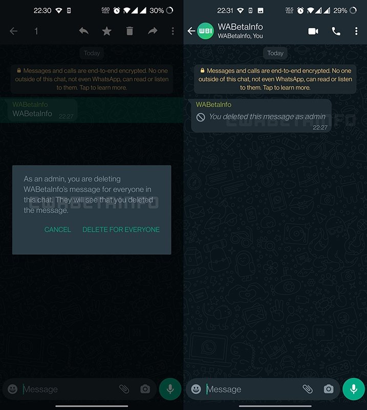Los administradores de los grupos de WhatsApp podrán borrar cualquier mensaje
