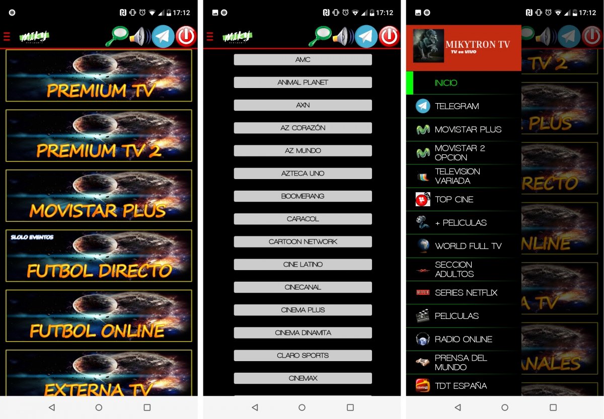 Los diferentes menús de Milky Full TV