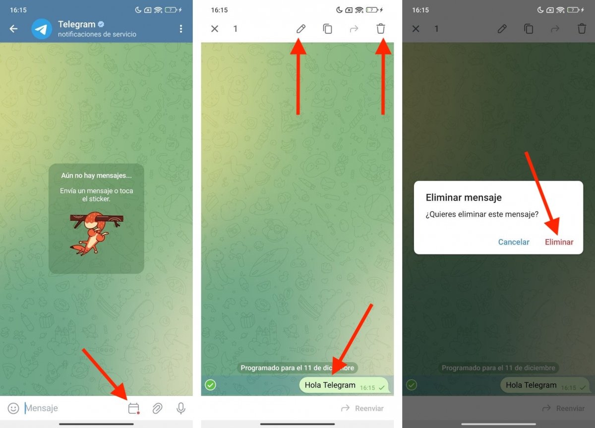 Los mensajes programados en Telegram se pueden editar o eliminar