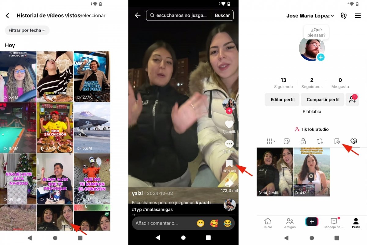 Marcar vídeos de TikTok como favoritos