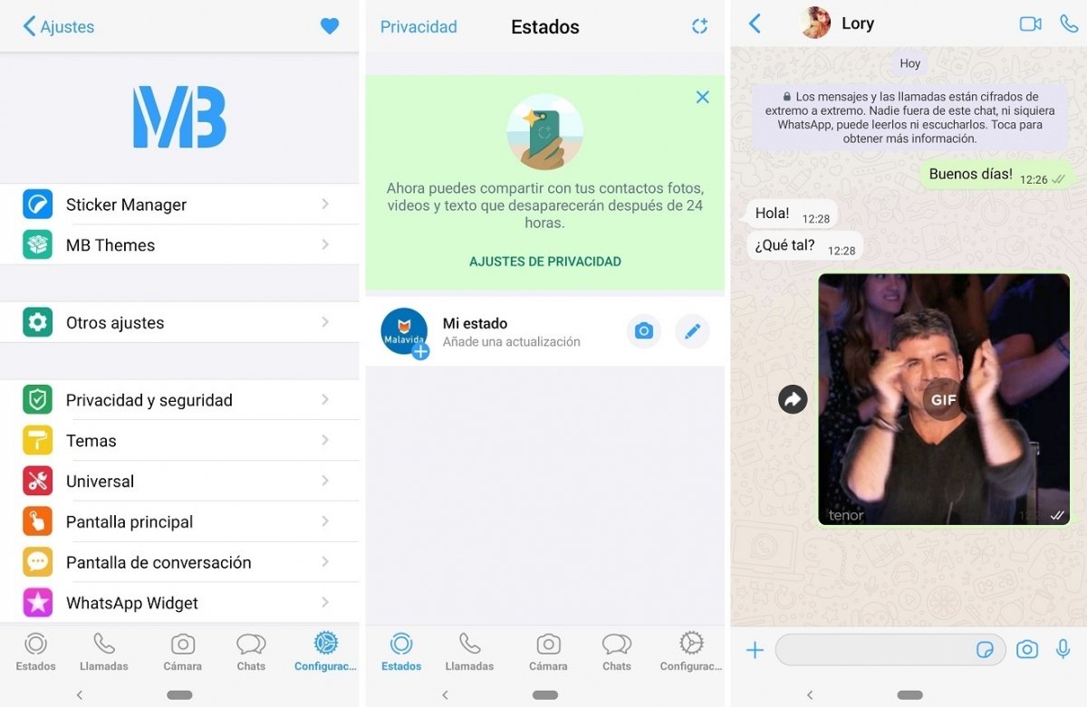 MBWhatsApp intenta imitar el estilo de WhatsApp para iPhone