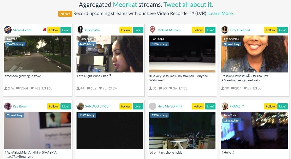 Meerkat Streams recopila los vídeos de Meerkat