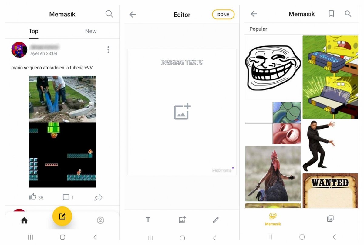 Memasik ofrece una interfaz más sencilla pero con la que podremos crear memes fácilmente