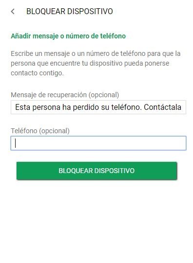 Mensaje de bloqueo de Android