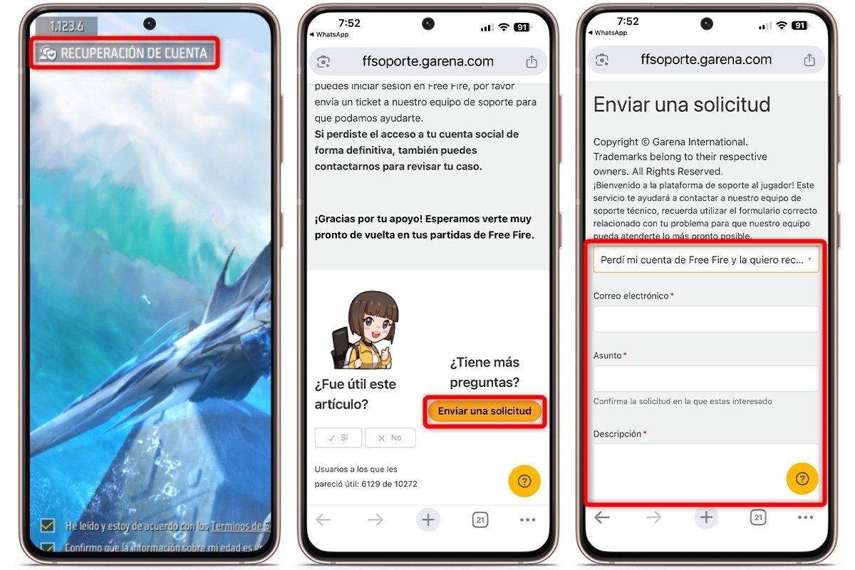 Método legal para recuperar una cuenta de Free Fire robada o hackeada